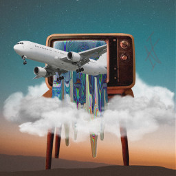 freetoedit picsart madewithpicsart surreal tv clouds air airplane sky