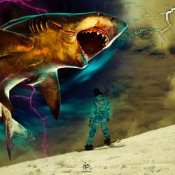 picsartchallenge heypicsart visualart digitalartwork surreal fantasy shark space storm colorful freetoedit ircsnowboardviews snowboardviews
