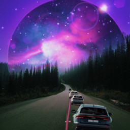 road forest trees skyandstars galaxy starsbrush purpleaestetic freetoedit picsart surreal surrealedit heypicsart