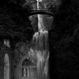 blackandwhite palace hidden grand doors entrance waterfall remote freetoedit