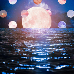 moon sea light night be_creative freetoedit