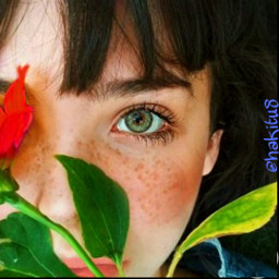 girl eyes green blue flower aesthetic freetoedit local