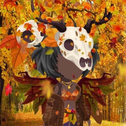 gacha gachalife gachaclub fall fallvibes autumn autumncolors autumnvibes leaves autumnleaves forest autumnforest skull animal