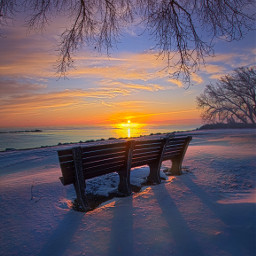 remixit nature peace winter park bench sunrise sunset freetoedit