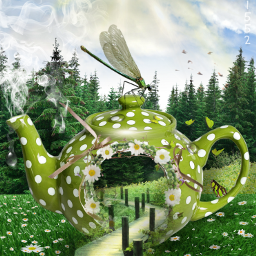nature teapot forest path daisies grass butterfly steam sky dragonfly srcchamomilerain chamomilerain
chamomile freetoedit chamomilerain