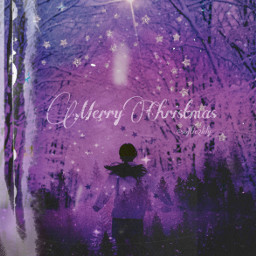 freetoedit christmas picsart ircladyinsnow ladyinsnow merrychristmas pink purple night magic card star winter snow aesthetic paper woman art