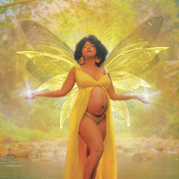 yellow woman fairy glowing fairycore softcore aesthetic aestheticedit goddess blacklivesmatter water fairytale magic wings fairywings sun star stars freetoedit