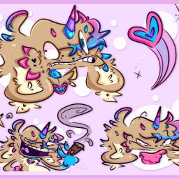 digitalart art oc cartoon dog noname pink purple blue retro y2k freetoedit bagelslush january 2022