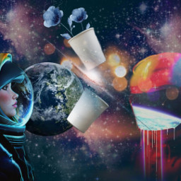 cups drink spaceman spacewoman galaxy milkyway stars earth world freetoedit picsart ircdoublecups doublecups