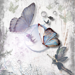 freetoedit butterflies bubbles dreamworld fantasy surreal fairytail background vintage grey fairytailedit edited collage interesting dream magical magicalworld