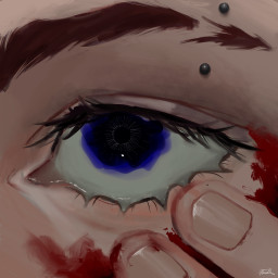 freetoedit eye drawing sketch art illustration procreate procreatedrawing finger blood blue ink blueeye red skin eyedrawing