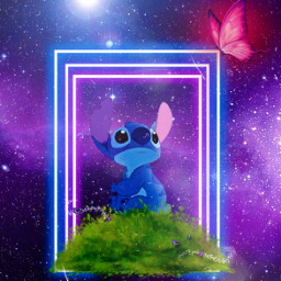 freetoedit stich disney adorable cute differentworld neon galaxy colorful imagination wonder adventure curious outterspace space disneyedits magical magic hope believe srcsquareneonframe squareneonframe