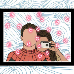 freetoedit tomholland zendaya spiderman love selfie cartoon