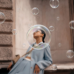 bubbles relax woman blue freetoedit