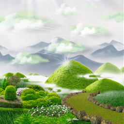 nature path theclouds grass flowerbed hills mountains freetoedit eccolorgreen colorgreen