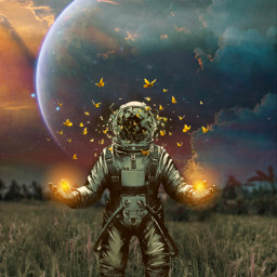 surreal surrealism surrealisticworld edited galaxy astronaut lights landscape madewithpicsart freetoedit