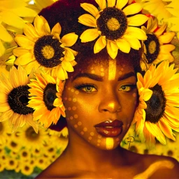 freetoedit woman blackwoman sunflowers yellow glow flowers nature ccyellowaesthetic2022 yellowaesthetic2022