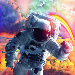 freetoedit astronaut rainbow galaxy sky srcthespaceman thespaceman