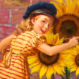 freetoedit sunglower girl brickwall ircsunflowerbeauty sunflowerbeauty