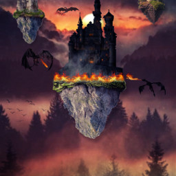 floatingland dragons fire flames castle freetoedit srcfloatingland