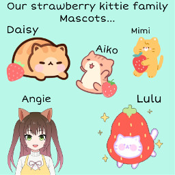 freetoedit strawberrykittyx strawberrykittyfam lulu mimi aiko angie daisy kawaii pastel cute cats anime