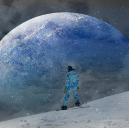 moon surreal universe blue freetoedit picsart ircsnowboardviews snowboardviews