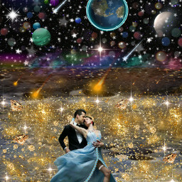 galaxy planets space moon stars earth romance love couple sparkle dancers glitter twilight twinkle bright glow jewels jewelry gems private alone secretplace secluded fantasy dream freetoedit