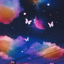 freetoedit moon butterflies butterflys rain rainbowsky clouds sky skyaesthetic aestheticsky galaxysky galaxyedit galaxyaesthetics aesthetic aesthetics aestheticedit night nightsky