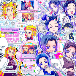 anime manga cute pink boy girl kawaii kidcore premades edit complex premade sticker icon aesthetic freetoedit rengoku shinobu demonslayer kimetsunoyaiba kny
