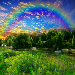 freetoedit myedit madewithpicsart remixed nature fishing rainbow dream fantasy remixit