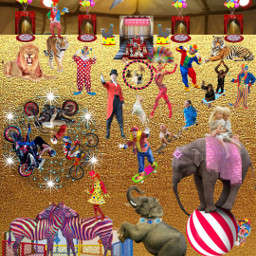 circus show performance people clowns balloons animals tricks stunts children play happyplace fun tent lights action entertainment freetoedit