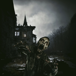 zombie castle gloomy shadowy dark horror scary creepy gothic darkart freetoedit