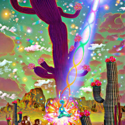alienart psychedelicart trippyart vibrant vibes trippyartwork psychedelicvibe alienartwork aliens alien cactusflowers desert abduction cactusflower alienenergy energy painting freetoedit