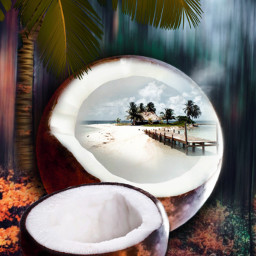coconut palmtree nature oil edited surreal fantasy imagination digitalart manipulation moon editbyme beach freetoedit ircfullmoonbeauty fullmoonbeauty