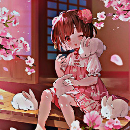 bunny beauty anime cute wow freetoedit