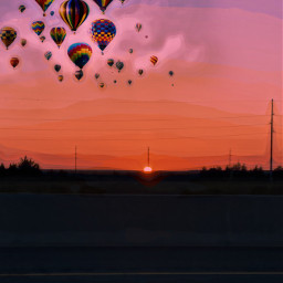 freetoedit sunset airballoon poster srchotairballoons hotairballoons