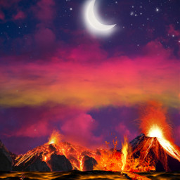 lava volcano surreal freetoedit picsart