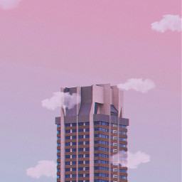 freetoedit building apartment sky abovetheclouds clouds high pink blue picsarteffects