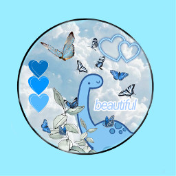 freetoedit cute dinosaur clouds hearts blue kawaii bluedino profilepic