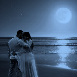 freetoedit mastershoutout artistoftheweek beach moonlight romance