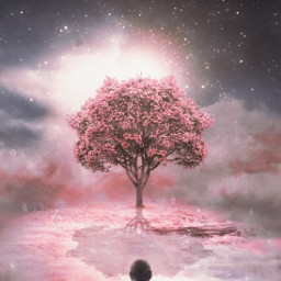 freetoedit pink fanfasy surrealism tree girl myedit be_creative