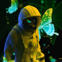 myedit madewithpicsart astronaut butterflies green yellow freetoedit