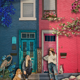 houses apartments pink blue neighbors freetoedit remixit exteriordesign