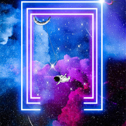 freetoedit space galaxy outterspace adventure flying colorful magical neon frames spaceman moon imagination magic srcsquareneonframe squareneonframe