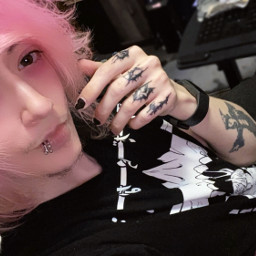 freetoedit cazfhey pinkhair pinkhairedboy tattoo tattoos piercings creepycute femboy prettyboy anime animeaesthetic animeboy yandere pastelgoth kawaiigoth pastelemo