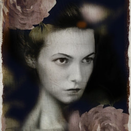 portrait woman vintage flowerbackground freetoedit