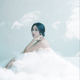 doubleexposure imagination woman clouds dresss blue white freetoedit text remixit