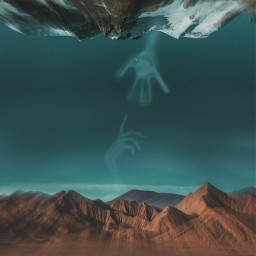 freetoedit hands two diffrent worlds mountains sky snow ghosts souls trying reachinghands
