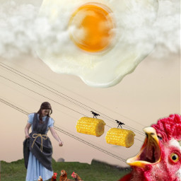 desafiopicsart funnyedits chicken farm corn egg fantasyart picsarteffects imagination surrealism magic magiceffect freetoedit ircropewaytothemoon ropewaytothemoon