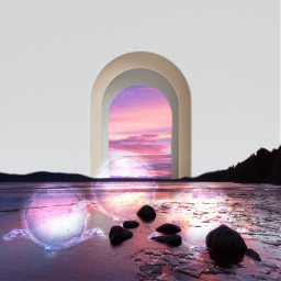 arch sunset rocks sea bubbles waterdrops freetoedit throughthearch